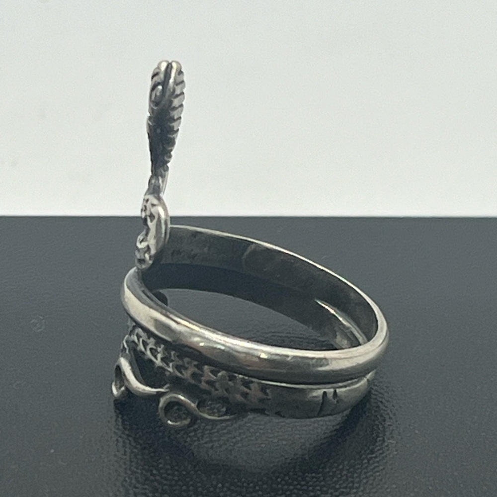 Snake serpent reptile wrap coiled ring sterling silver size 7 vintage - Picture 5 of 16